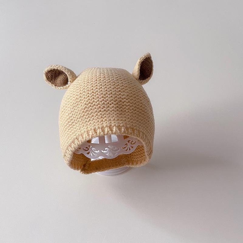 Милая зимняя вязаная детская шапка с мультяшным медведем, теплая детская шапочка для девочек и мальчиков, корейский капюшон для малышей, детские плюшевые шапочки для защиты ушей