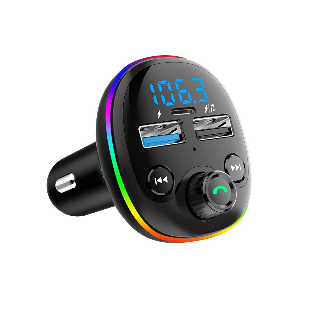 3 порта 3.1A Автомобильный MP3 FM-передатчик Bluetooth Автомобильный комплект Модулятор Музыкальный плеер TF-карта USB-диск Аудио AUX-приемник Dual USB TYPE-C Быстрое зарядное устройство