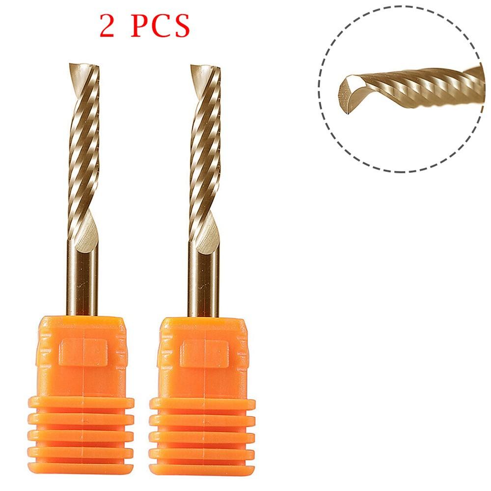 2Pcs Single Flute Spiral End Mill Carbide Router Bits for Aluminium Board 4*22mm