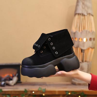 8563 матовые мартинсы с внутренней платформой для женщин, новинка осени 2025 года, кожаные ретро ботинки на толстой подошве, два варианта носки, ботинки цвета ревеня, одинарные ботинки