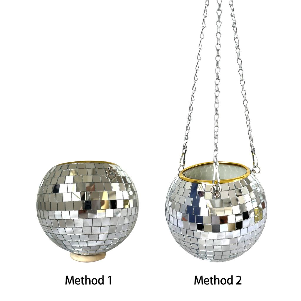 Disco Ball Hanging Flower Pot For Indoor Plants Bohemian Style Flower Planter Pots Rope Mirror Hanging Basket Garden Decor Vase