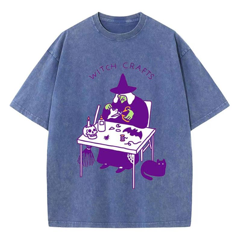WITCH CRAFTS принтованная женская футболка повседневный стиль парный топ высокое качество имитация денима круглый вырез летний