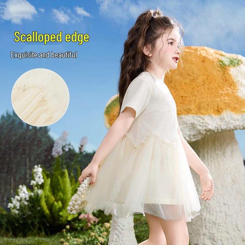 Платье ASK JUNIOR для девочек с сетчатыми вставками, с коротким рукавом