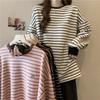 Осень и зима Новые женские полосатые стеганые нижние рубашки для девочек топы из бархата свободный свитер внутренняя футболка пижамы топы