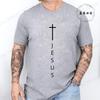 Men's Summer T-Shirts Fashionable Casual Loose Large Cross and Jesus Letter Printed Sports Round Neck Short Sleeve T-shirt Top