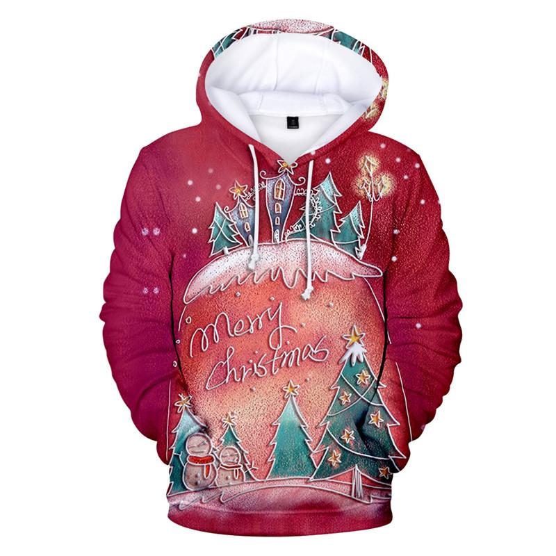 New In Hoodies & Sweatshirts Santa Claus Hoodies For Men New Year Gift Christmas Snowman Print Sweatshirts Top Oversized Clothes