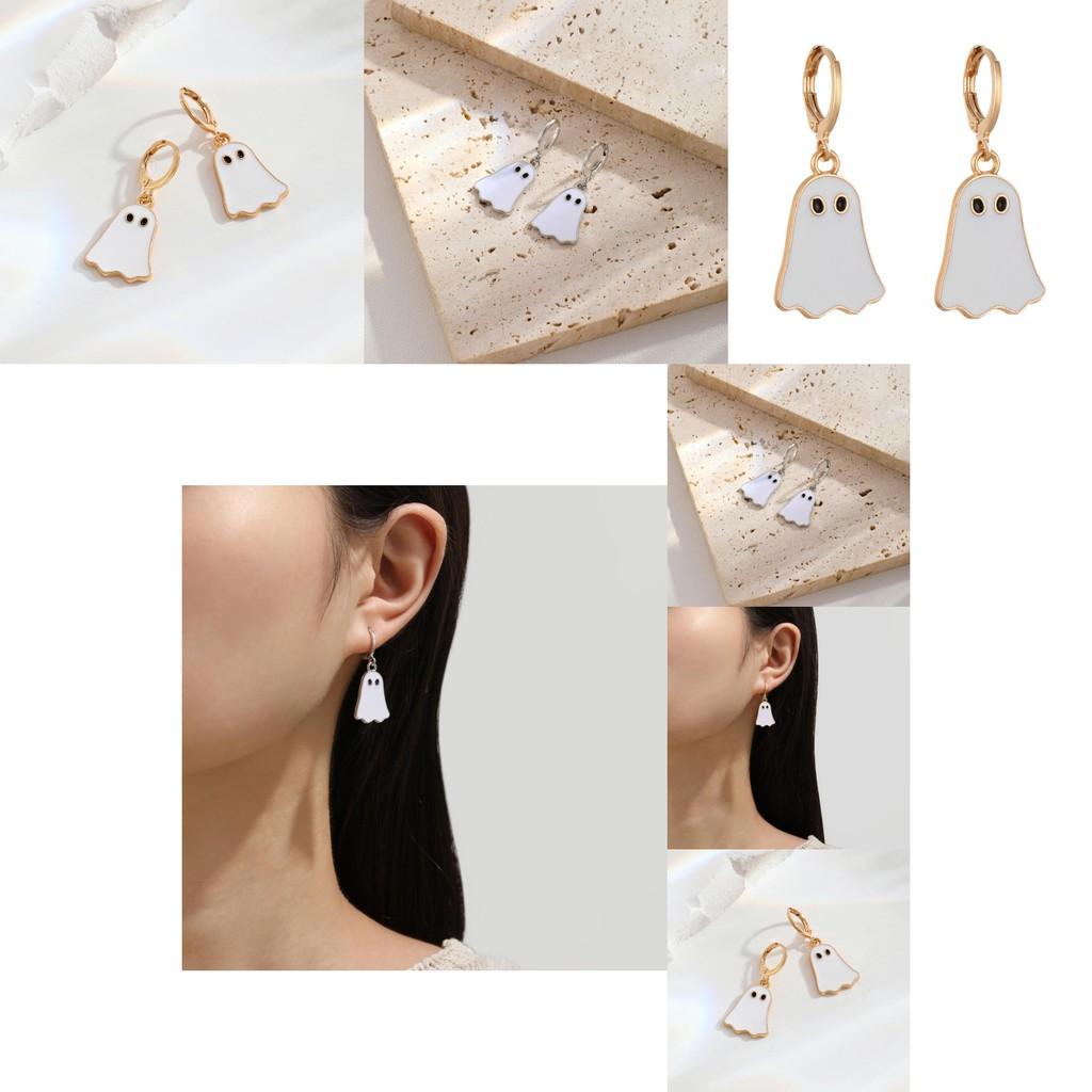 Cute And Playful Gold Ghost Earrings For Women Perfect For Halloween Festivities