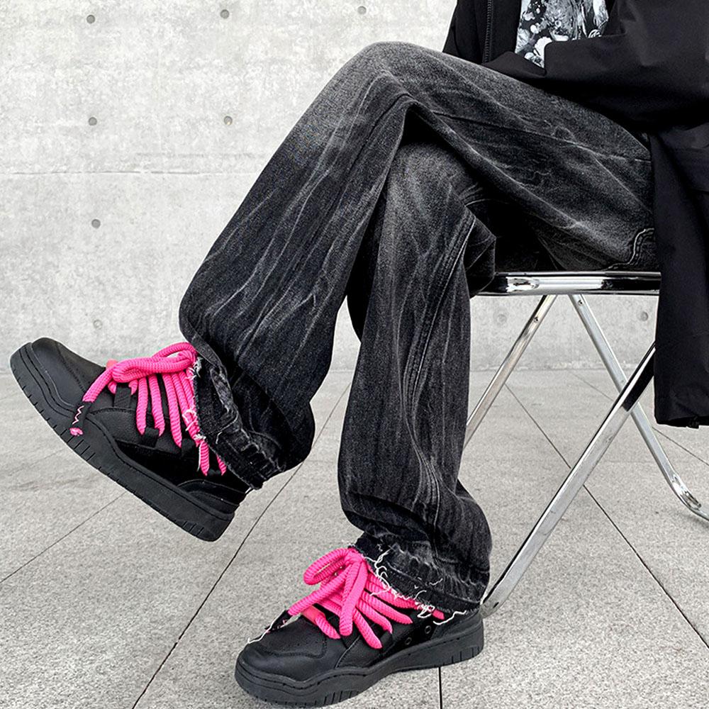 Мужские негабаритные 5XL Y2K черные джинсовые прямые брюки повседневные брюки мужские корейские уличные хип-хоп винтажные широкие мешковатые джинсы для мужчин