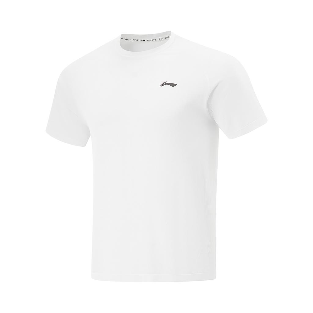 Li-Ning Plain Sports Casual Simple Round Neck Pullover Short Sleeve T-Shirt Men Tops Standard-White ATSV363-7