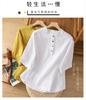 1116 cotton and linen T-shirt women's medium-sleeved pure linen short-sleeved women's summer clothing large-size Korean version of thin ramie women's