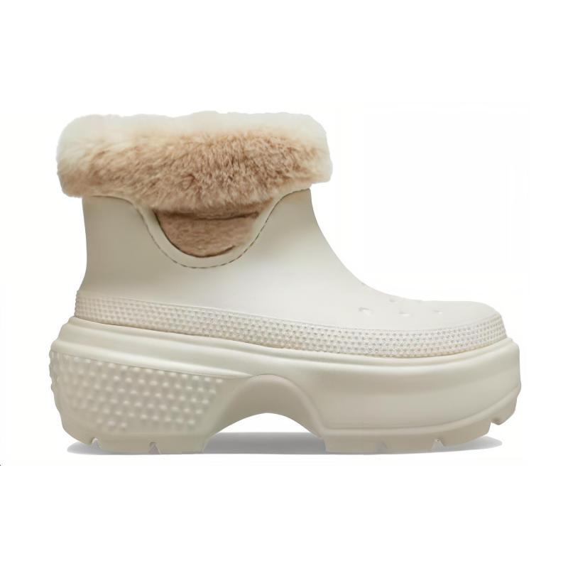 Crocs Ботинки Stomp на подкладке Удобные и прочные ботильоны Женские Белые