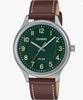 Standard Quartz Men's Watch MTP-B160L-3BV Green Dial Dark Brown Leather Band