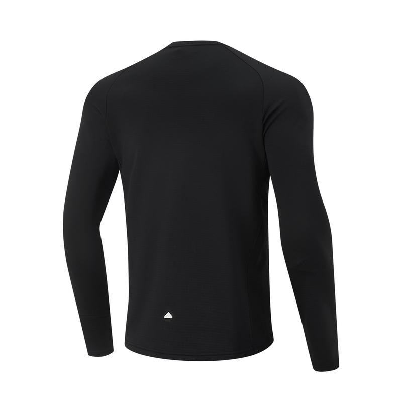 Li Ning Серия для бега Спортивная повседневная Простая однотонная футболка с круглым вырезом и длинным рукавом Мужские топы Черный ATLU225-1