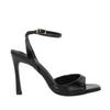 Fashion Black Patent Leather Ankle Strap Buckle Heeled Sandals Women Sexy Square Open Toe High Heels Summer Elegant Party Office Shoes