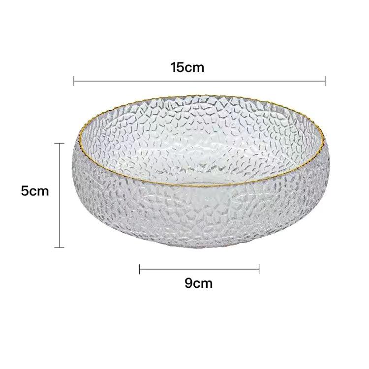 Салатница в скандинавском стиле с узором молотка Посуда Стеклянная салатница Чаша для фруктов Чаша для супа Чаша для десерта Практичная кухонная утварь