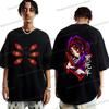 Japanese Anime Demon Slayer: Kimetsu No Yaiba Print Vintage Tshirt Harajuku Kokushibo Streetwear Graphic T-Shirt Cotton Tshirt