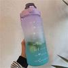 2L Large Capacity Water Bottle Straw Cup High Temperature Plastic Water Cup Time Scale Frosted Outdoor Sports Student Couple Cup