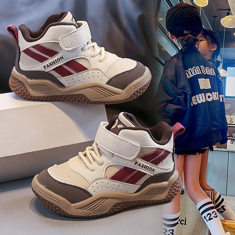 Children's high-top sneakers2026Autumn stylish running shoes for boys and girls, trendy color-blocking casual shoes for older children