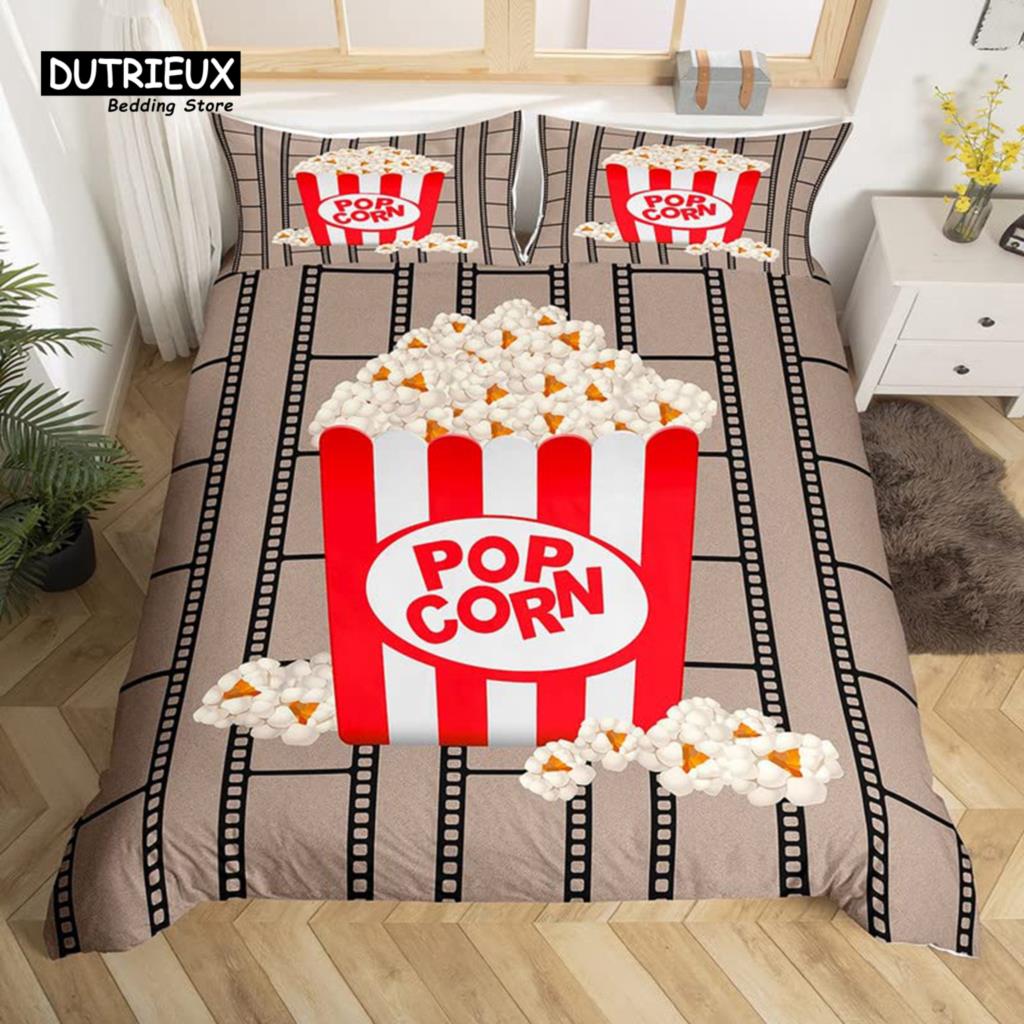 Покрывало Movie Time Комплект постельного белья Кинотеатр Пододеяльник Микрофибра Попкорн Кинозакуски Покрывало