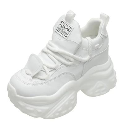 Мода 10 см Каблуки Женские Кроссовки на Высокой Платформе 2025 Новые Весенние Массивные Кроссовки Папы Повседневная Спортивная Обувь Толстая Подошва Кроссовки Кожаные Кроссовки Женские