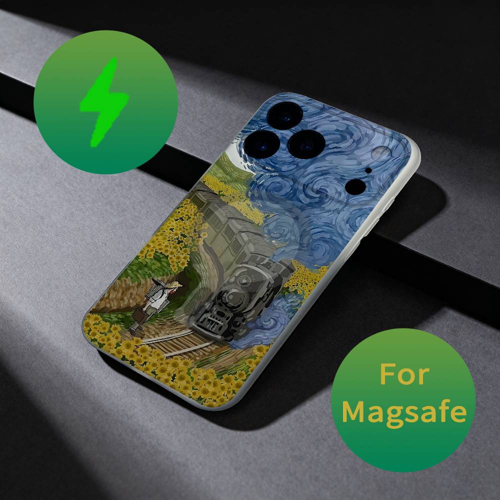 Винтажный чехол для телефона с узором Ван Гога для iPhone 17,16,15,14,13,12,X,XS,Pro,Max,Plus,E,Air,Mini с магнитной поддержкой Magsafe, Жидкий ТПУ