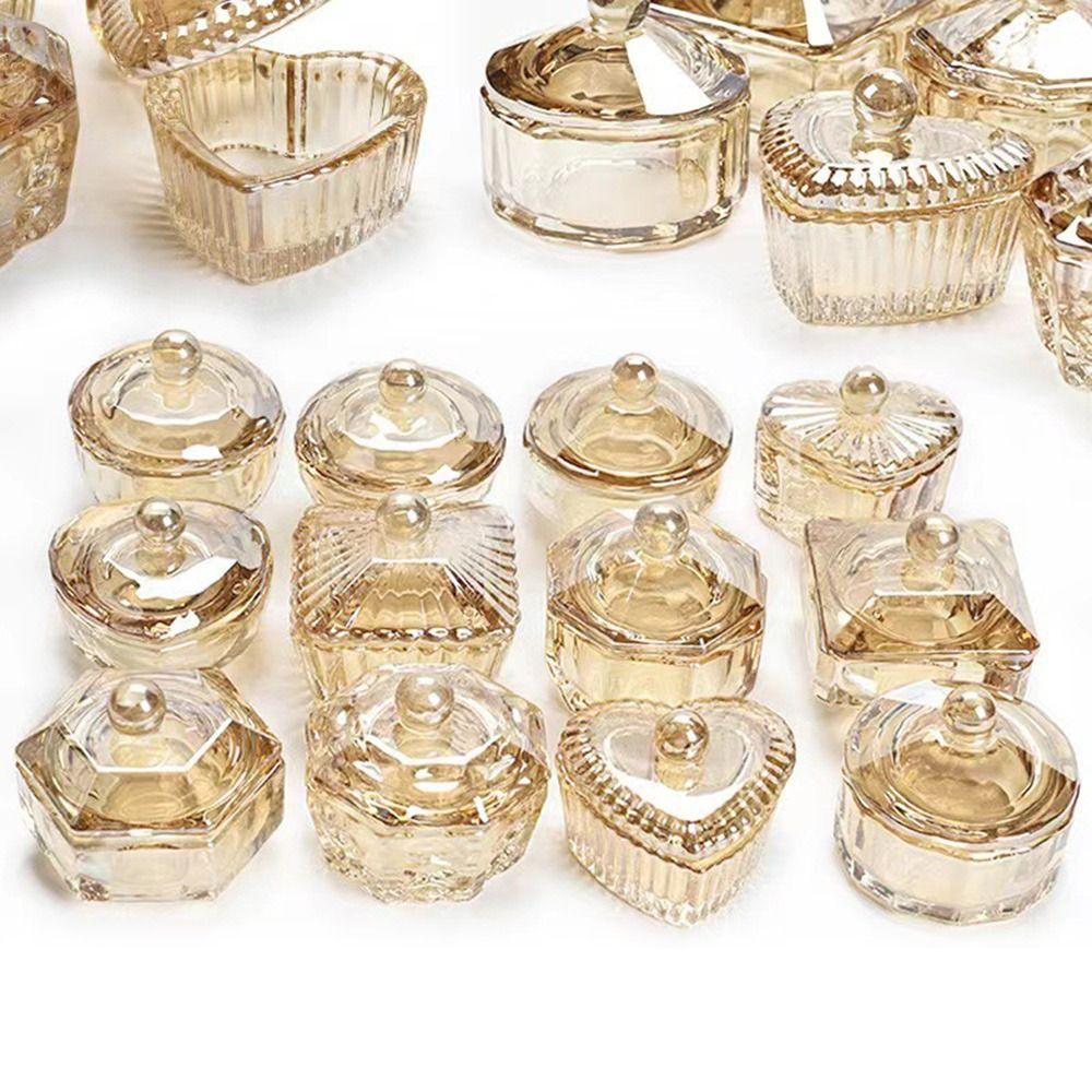 Crystal Glass Dappen Dish Acrylic Glass Cup w Cap Accessories Liquid Powder Glass