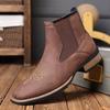 Fashion Men's Classic Retro Chelsea Short Boots Mens Fashion Embroidery Ankle Boot High-top Casual Shoes for Men