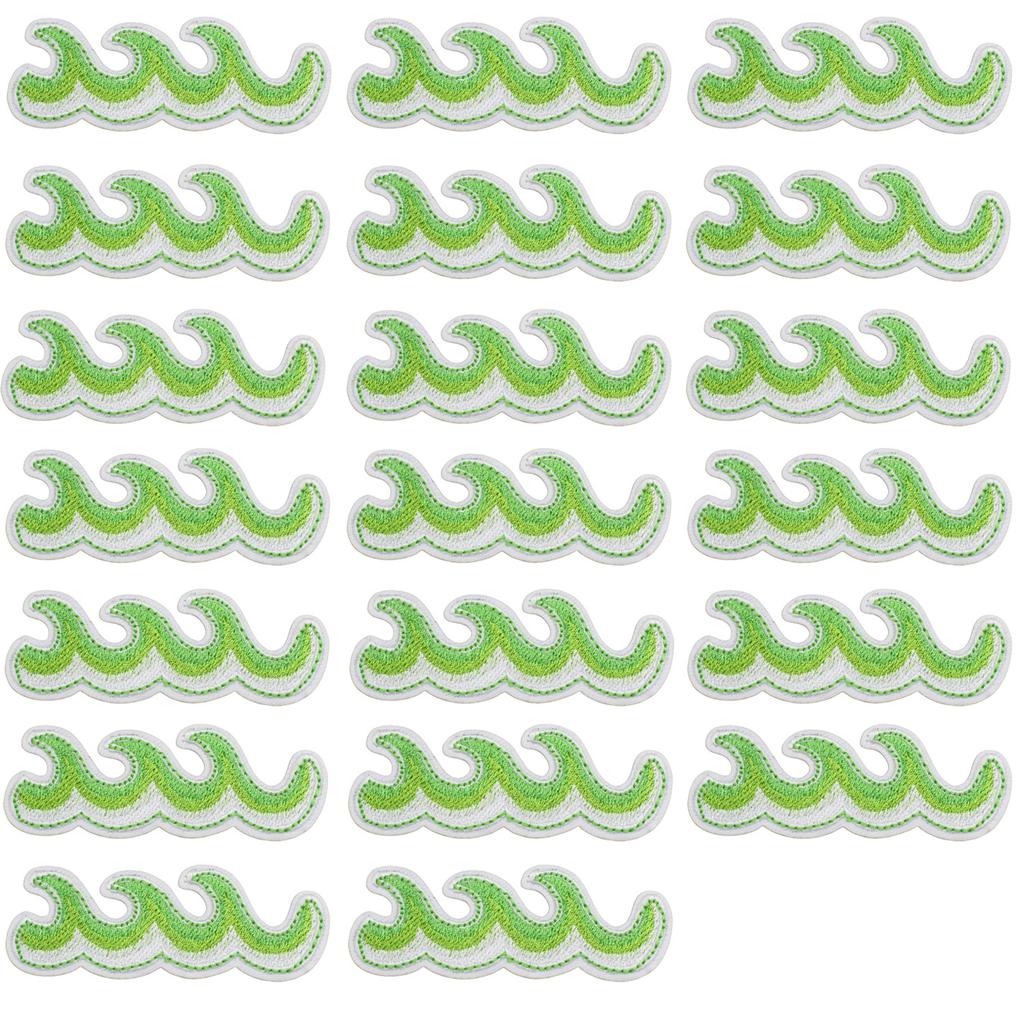 Ironing Green Wave Embroidery Cloth Sticker Bag Decoration Wave Patch Sticker Sea Wave Computer Embroidery Stamp Sticker
