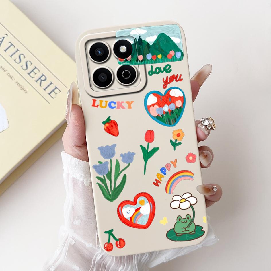 For Honor X7c 4G Case ALT-LX2 Shockproof Cover Sweet Girls Love Heart Soft Liquid Silicone Phone Cases For Honor 200 Smart Coque