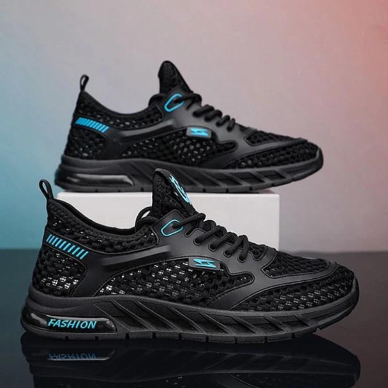 Shoes for Men Breathable Summer Man Casual Sneaker Mesh Without Leather Korean Miked Colour Stylish Jogging Sale Tourist Outdoor