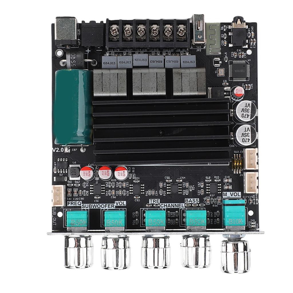 Плата усилителя мощности Bluetooth 5.1 2.1 канала 100 Вт+100 Вт+200 Вт Модуль цифрового звукового усилителя мощности для сабвуфера