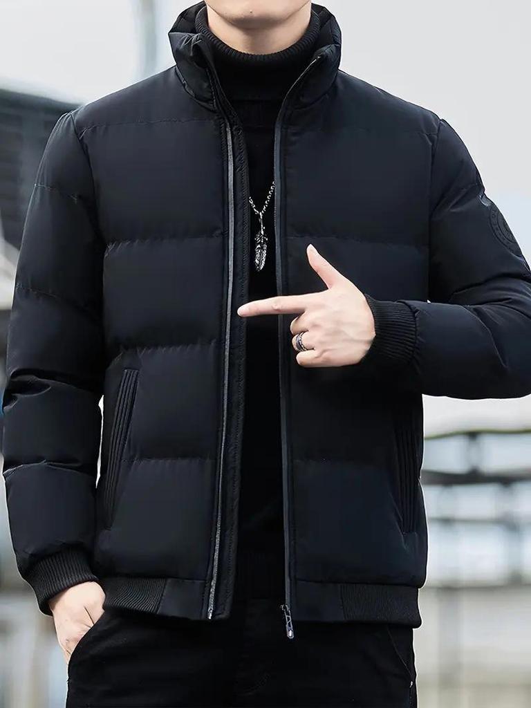 Winter Men's Thick Cotton Stand-Up Collar Jacket, Casual Korean Style Outerwear - New Arrival.