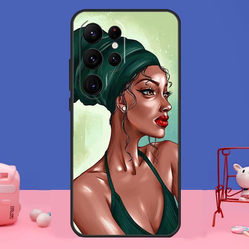Красивый черный чехол для девочек в стиле афро для Samsung Galaxy S24 S23 S22 Ultra S20 S21 FE Note 20 S8 S9 S10 Note 10 Plus