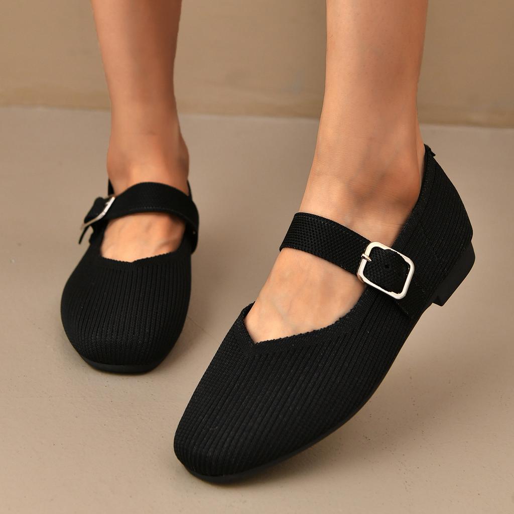 Women's Summer Mesh Breathable Shoes Large Size Fly-woven Single Shoes Buckle Design Women's Single Shoes Breathable Comfortable Shoes