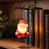 Battery Operated Bookshelf Lamp Christmas Lamp, Nook Light with Warm LED Nightlight, 3D Printed Shade, Cordless Book Vintage Hidden Metal Base,