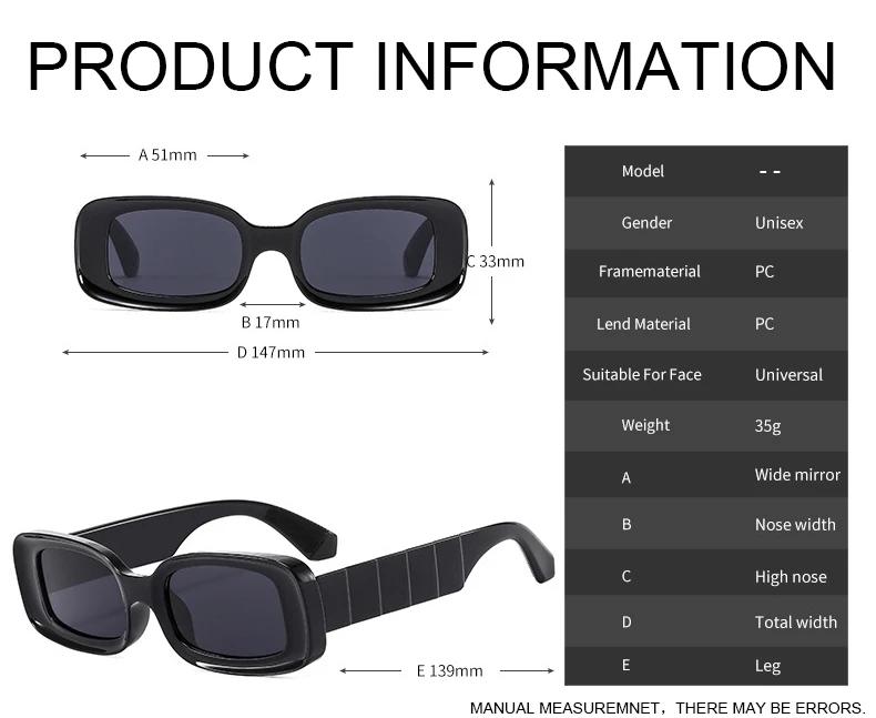 Vintage Mirror Square Sunglasses Women Men Rectangle Retro Small Frame Designer Brand Eyewear Female Male