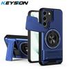 KEYSION Магнитный чехол для телефона Samsung Galaxy S22 S21 S20 Ultra Защита камеры со сдвижной крышкой Вертикальная подставка Кольцо Ударопрочный чехол