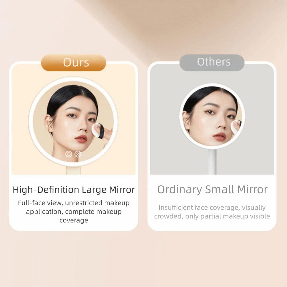 Rotatable Makeup Mirror with LED Light Tricolor Light Adjustable Desktop Mirror Travel