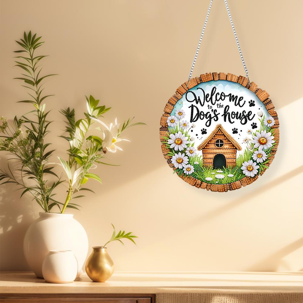 Acrylic 2D Flat DIY Diamond Painting Set Rhinestone Diamond Art Window Pendants Diamond Art Pendant DIY Home Decor Hanging Charm