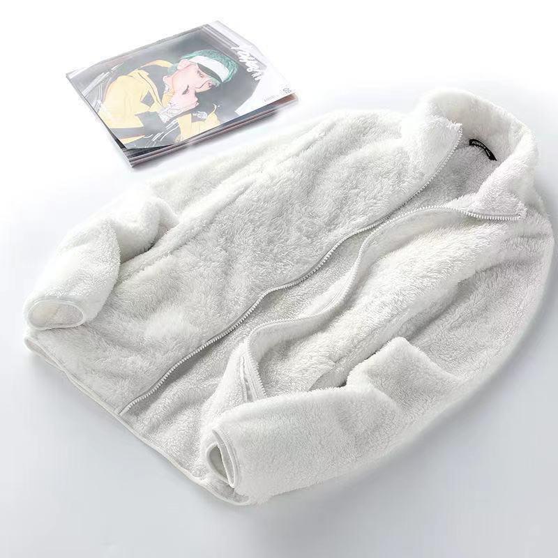 Double Face Long Pile Polar Fleece Jacket Unisex Autumn Winter Fleece Liner Coral Fleece Hoodie Thermal Plush Lined Thick