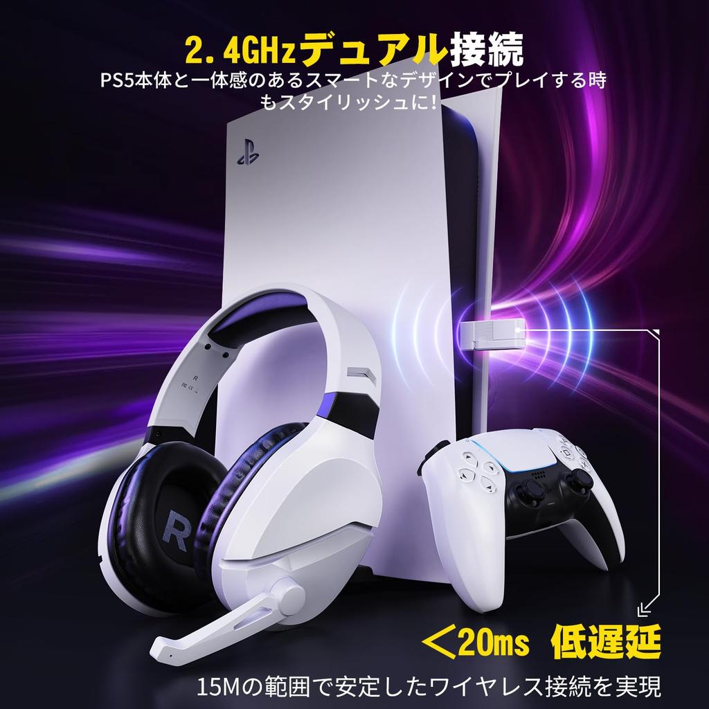 Беспроводная игровая гарнитура WolfLawS TA2000, 3 способа подключения (2.4GBluetooth 5.3Проводной), с микрофоном, 50-мм динамики, улучшенные басы, стерео шумоподавление,