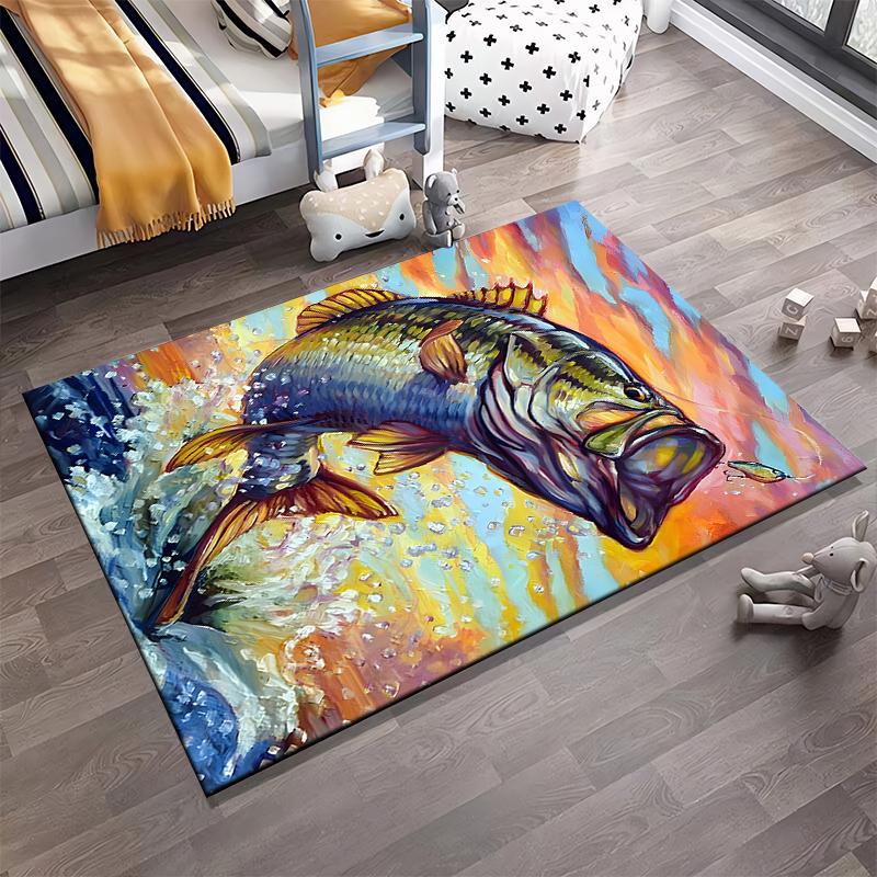 Colorful Abstract Jumping Fish Carpet for Living Room Decoration Rug Suitable for use as an anti-slip for living room bedroom sofas