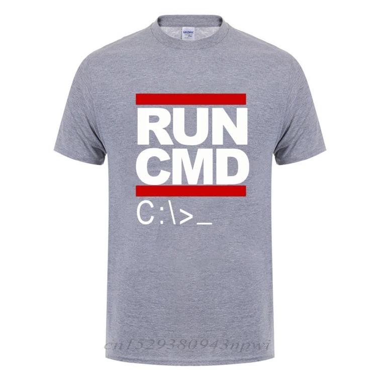 Run Cmd Футболки для программистов Забавный подарок на день рождения для мужчины Парня Мужа Летняя хлопковая футболка с коротким рукавом Гик Нерд