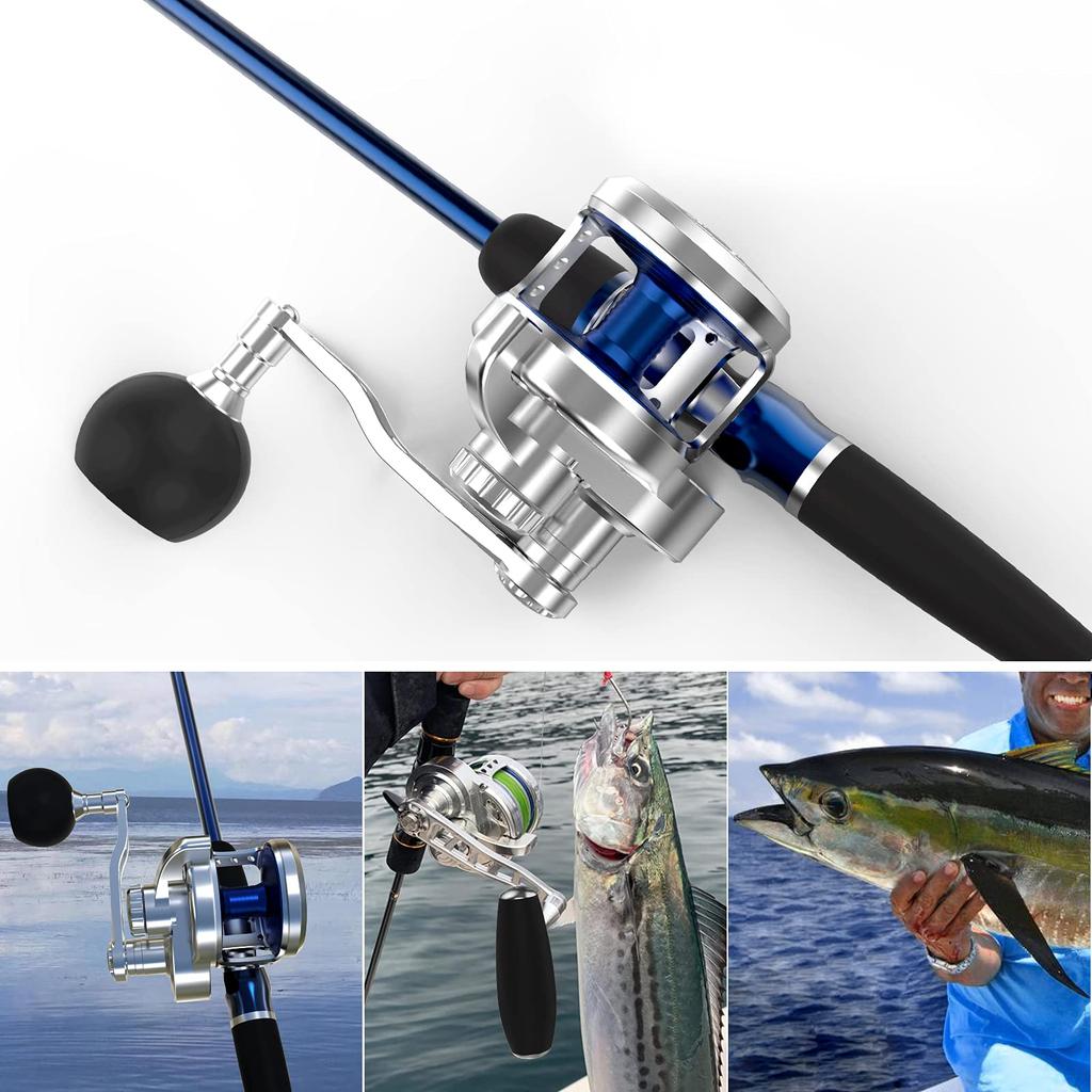 WATACHAMP Caribbean Jigging Large Game Lever Drag Reel with Power Precision Machined Alloy Gear Ratio Maximum Drag Force for Sea Boat and Slow Jigging