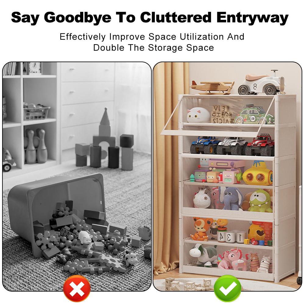 7 Tiers Storage Containers Bin with Clear Flip Door Shoe Storage Shelf Cabinet  Storage Cabinet for Bags  Books Clothes