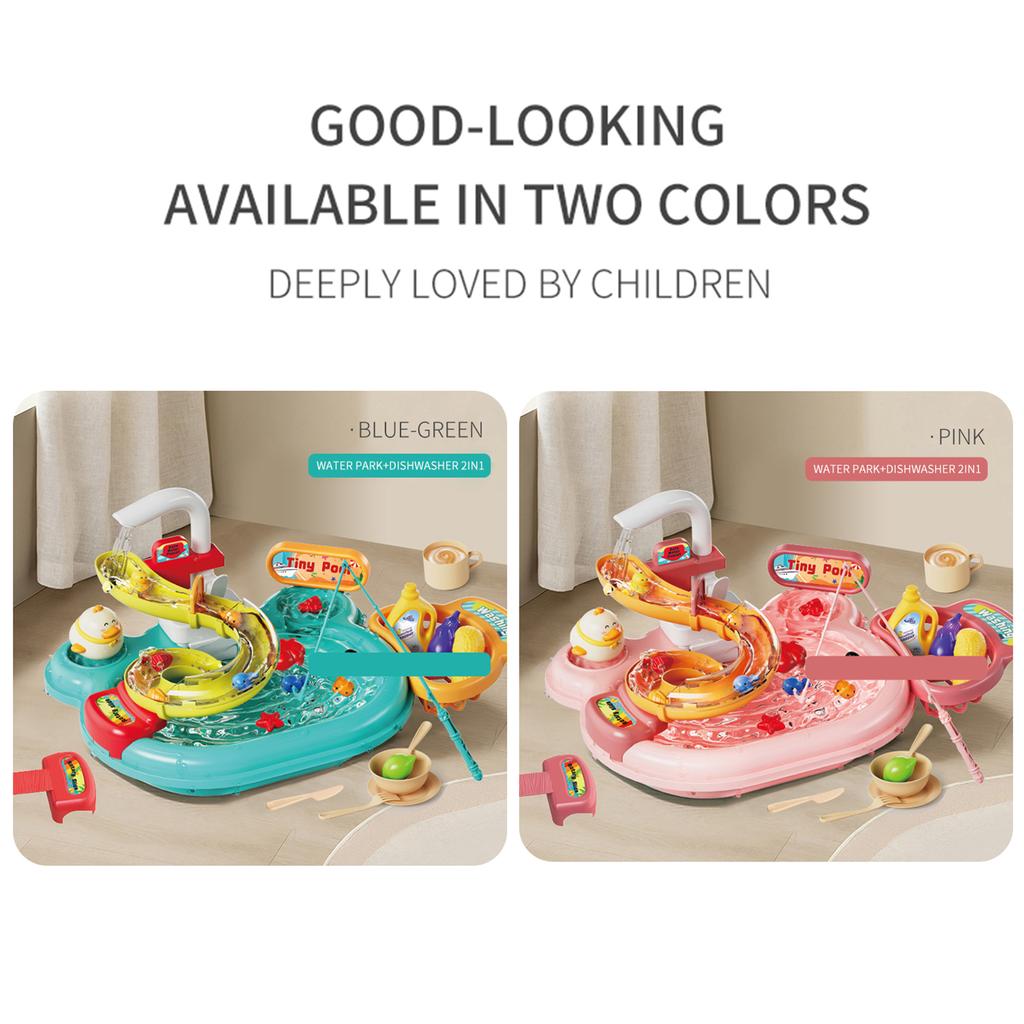 Многофункциональная игрушечная раковина для малышей, кухонные игрушки 2-в-1, электрическая посудомоечная машина с проточной водой, имитация