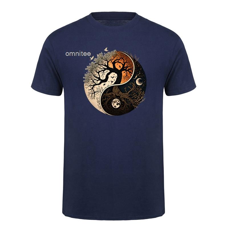 New Design Tree of Life Yin Yang TShirt Short Sleeve Streetwear Tee Cotton Loose Oversized T Shirt HJ043