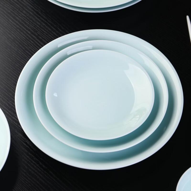 Набор керамических обеденных тарелок из селадона Jingdezhen (Набор из 4 штук, 10 дюймов)