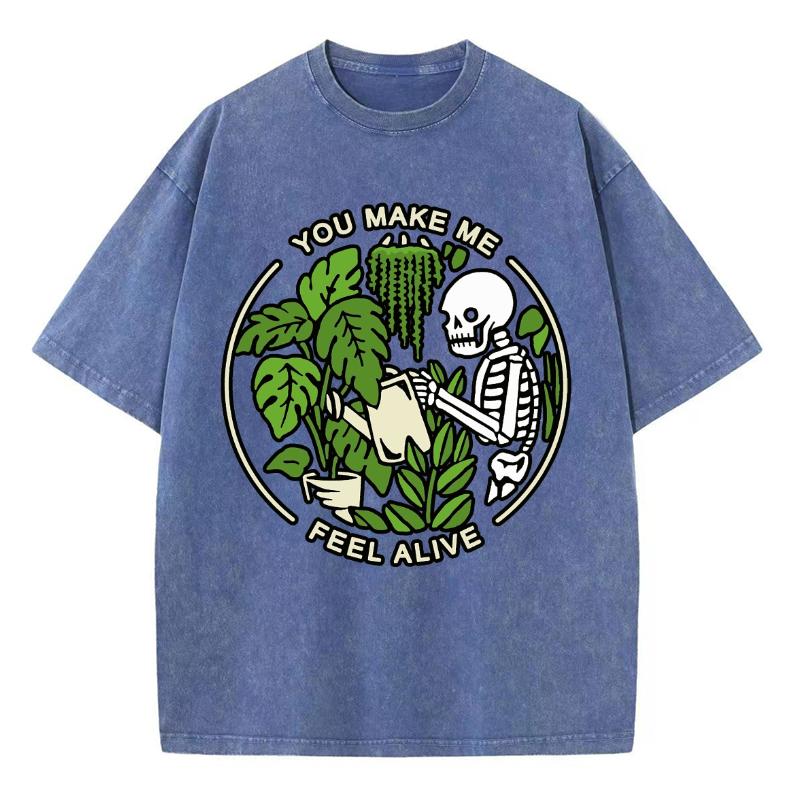 Летняя женская футболка с принтом черепа и растений, оверсайз, с круглым вырезом, вываренная, с эффектом потертости, с коротким рукавом, повседневный топ в стиле Y2K