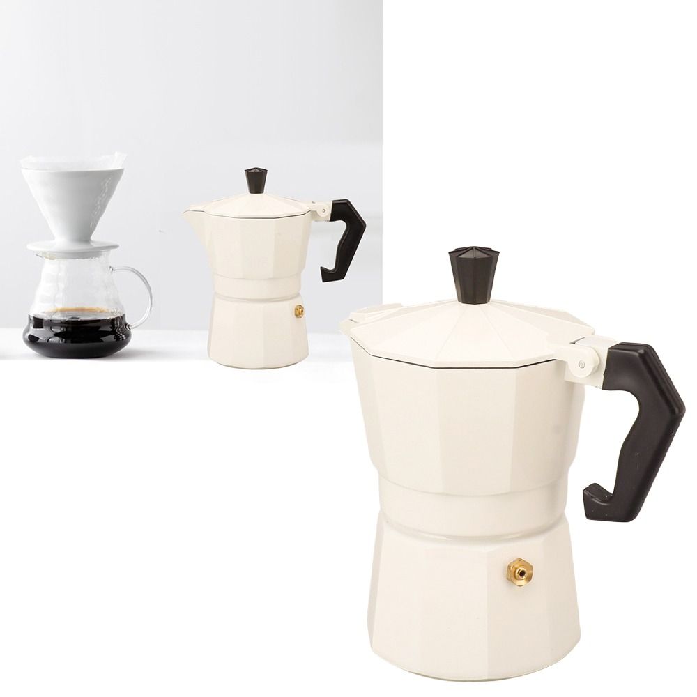 Aluminum Alloy Stovetop Moka Pot White Color Stovetop Espresso Maker Moka Coffee Maker  Quick Pot